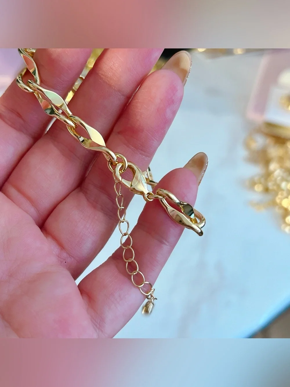 18k yellow gold filled Infinity ♾️ link 6” to 8.5” bracelet adjustable 🌟